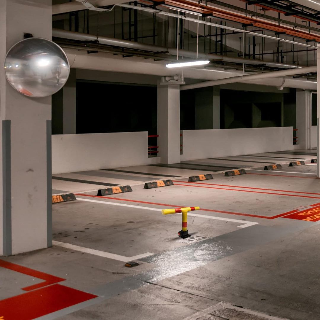 SCHMIDT security tools Parkbarriere klappbar Parkplatzsperre T-Form Schloss Auto Parkplatz-Schranke