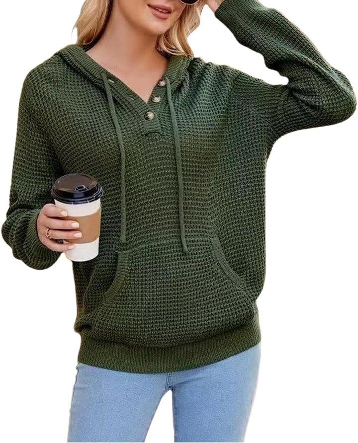 TrendiMax Hoodie Damen Strickpullover Kapuzenpullover Herbst Übergangs Sweatshirt Langarm Pullover D