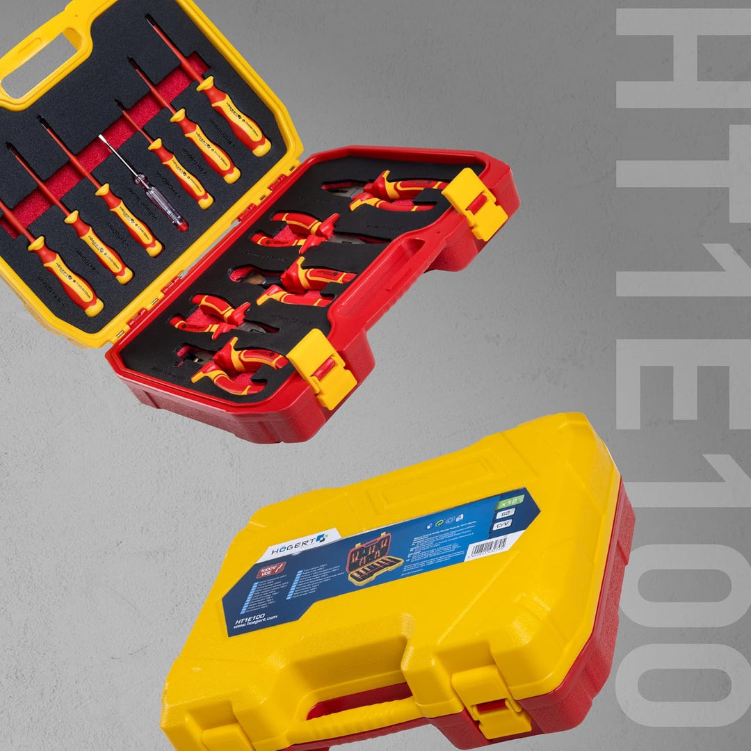 Högert Technik - Isolierter Werkzeugsatz 1000 V, 12-tlg. | Werkzeug Set Elektriker | praktischen Kun