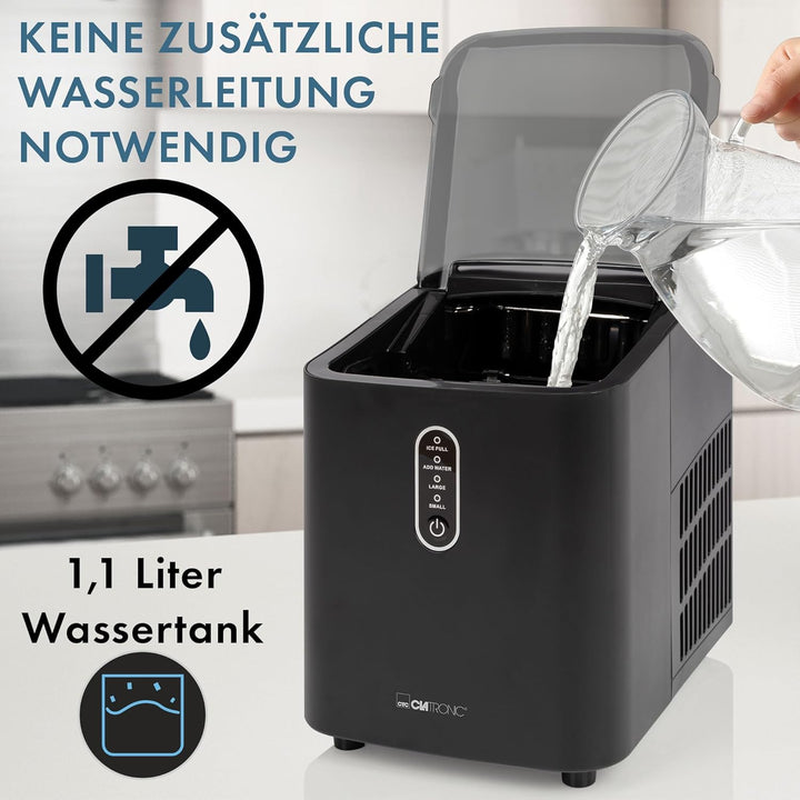 Clatronic® Eiswürfelmaschine schnelle Produktion - Eiswürfel in 10 Minuten | bis zu 10kg Eis in 24 S