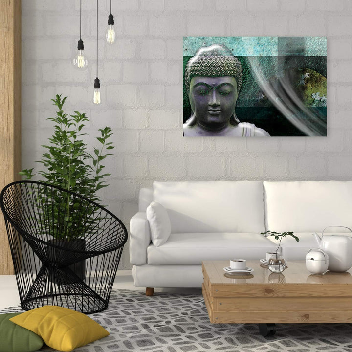 Leinwandbild XXL Buddha Wandbild Kunst Abstrakt Grün 120x80 cm M14699 120x80 cm, M14699 120x80 cm