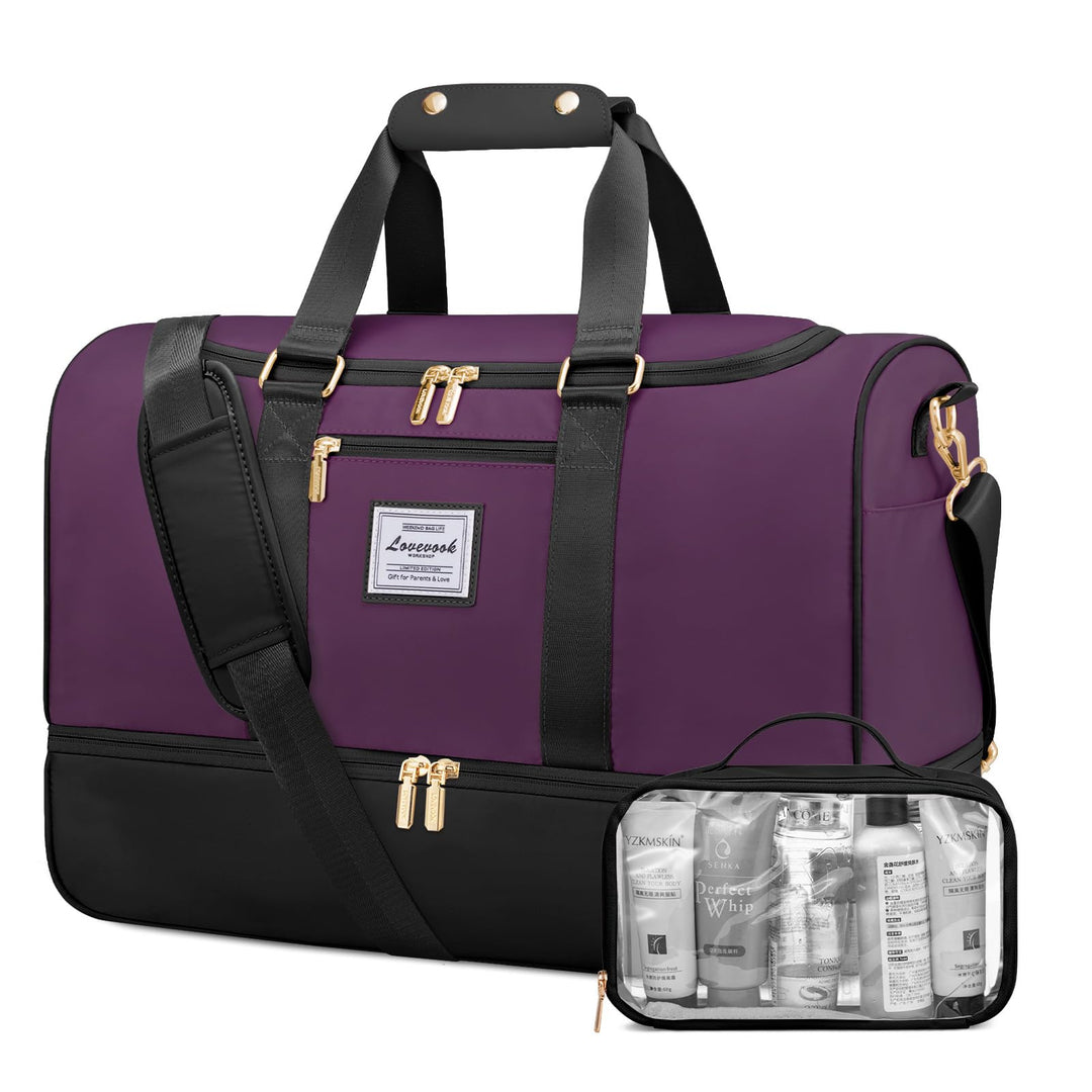 LOVEVOOK Sporttasche Reisetasche Damen, 37L Weekender mit Kulturtasche, Schuhfach & Nassfach, Sport