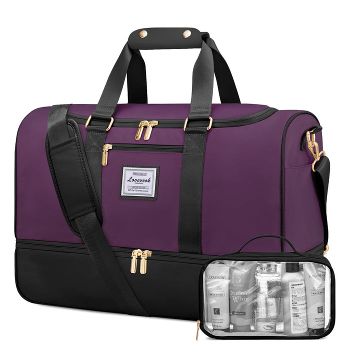 LOVEVOOK Sporttasche Reisetasche Damen, 37L Weekender mit Kulturtasche, Schuhfach & Nassfach, Sport
