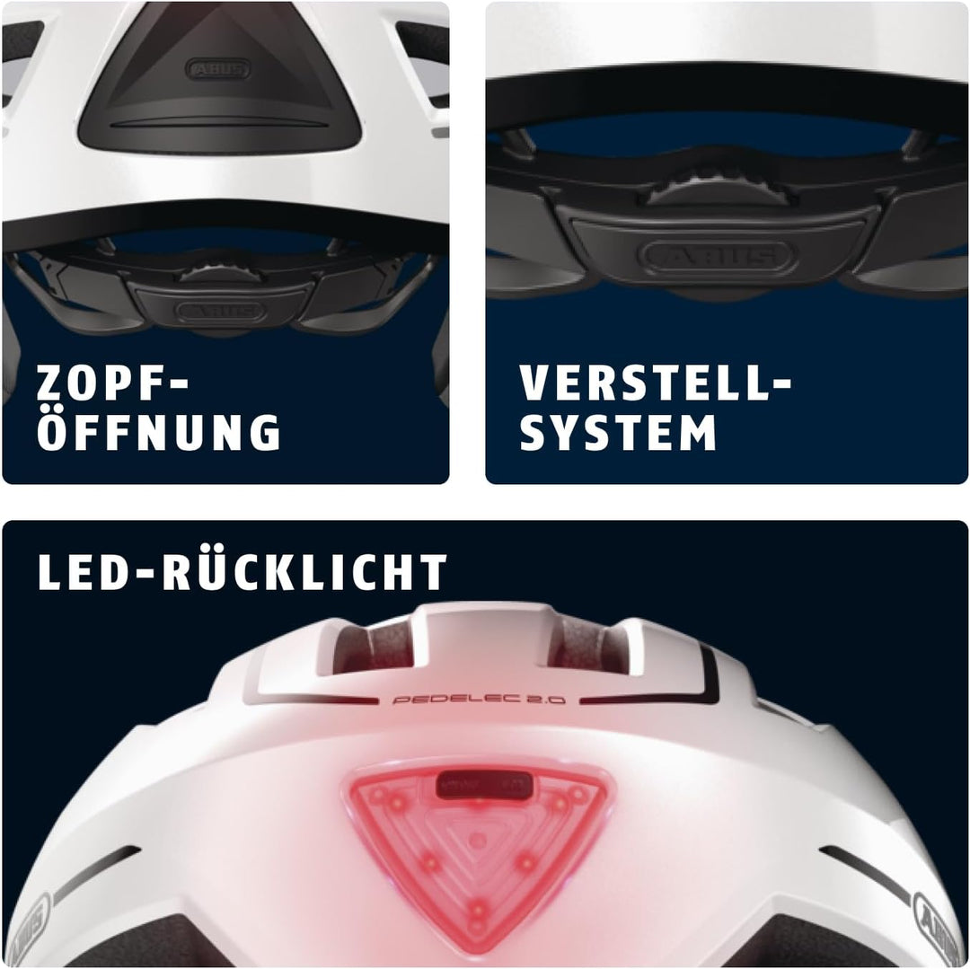 ABUS Stadthelm Pedelec 2.0 ACE - Fahrradhelm mit Rücklicht, Visier, Regenhaube, Ohrenschutz - für Da