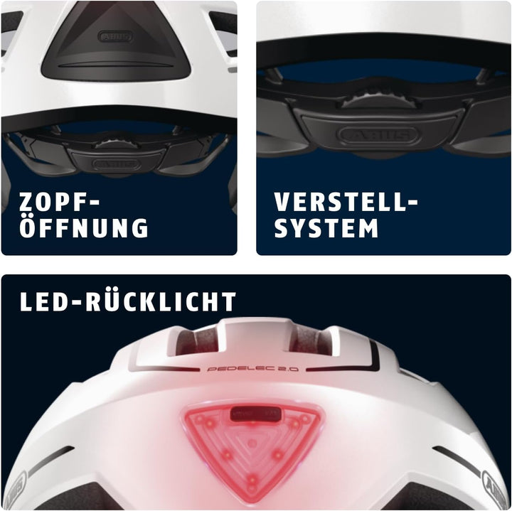 ABUS Stadthelm Pedelec 2.0 ACE - Fahrradhelm mit Rücklicht, Visier, Regenhaube, Ohrenschutz - für Da