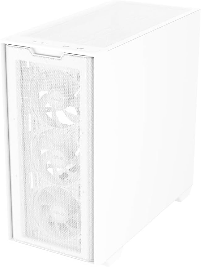 ASUS A21 Plus TG ARGB White microATX PC Gehäuse (vorinstallierte ARGB-Lüfter, Mesh Frontpanel, kompa