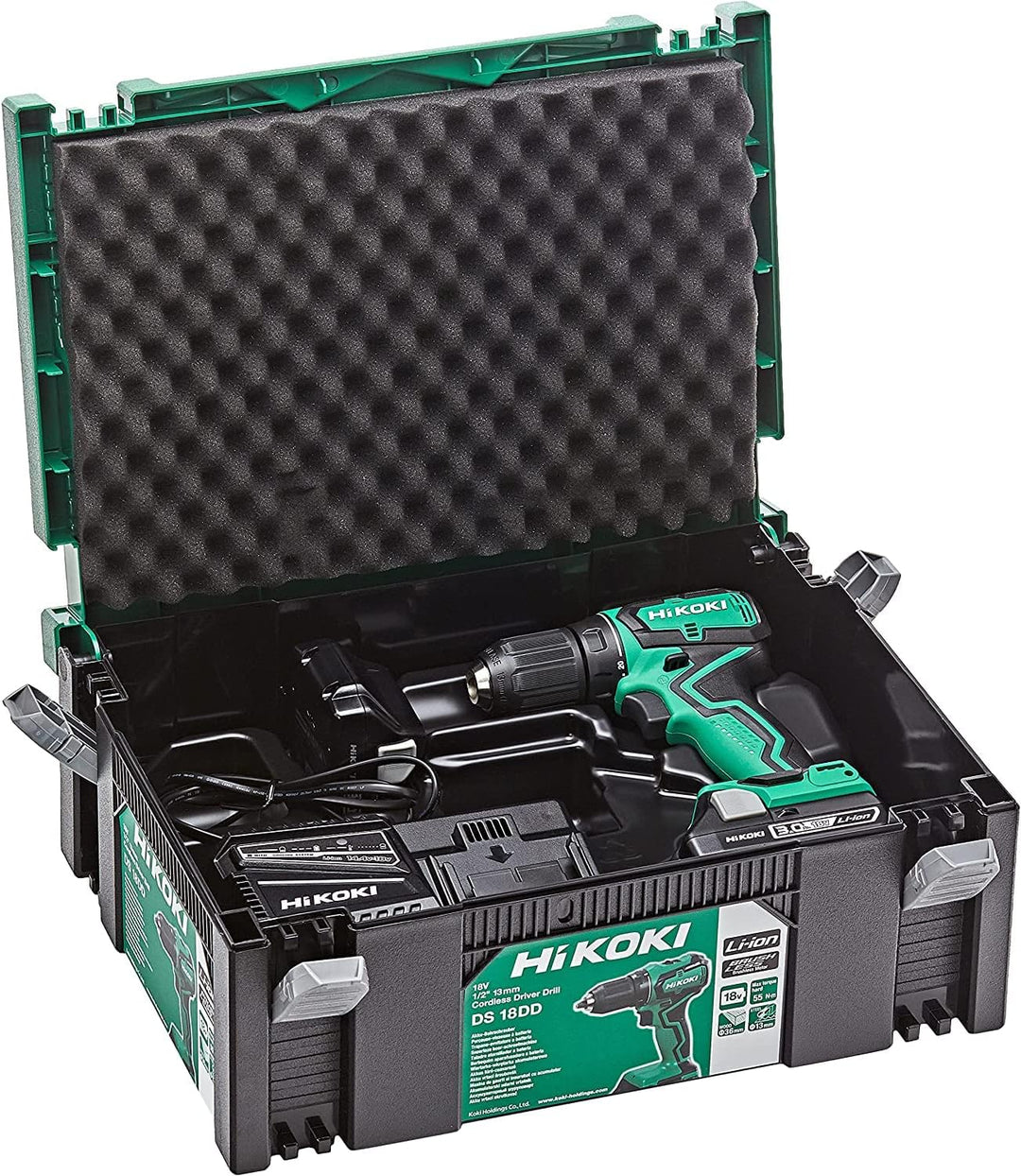 HiKOKI Akku-Bohrschrauber - 18 V, 55 Nm Drehmoment, 2-Gang-Getriebe, 13 mm Schnellspannbohrfutter -