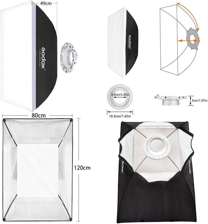 GODOX Softbox 80cm X 120cm Rechteckige Softbox Studioleuchte Diffusor Bowens Softboxen Fotografie St