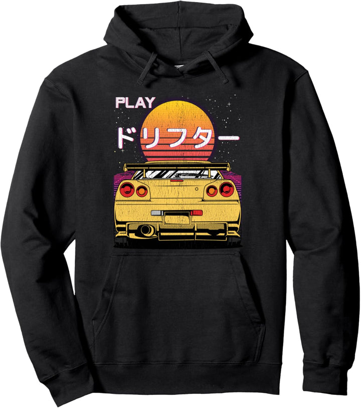 JDM Import Tuner Drift Auto Street Racing Synthwave Retrowave Pullover Hoodie