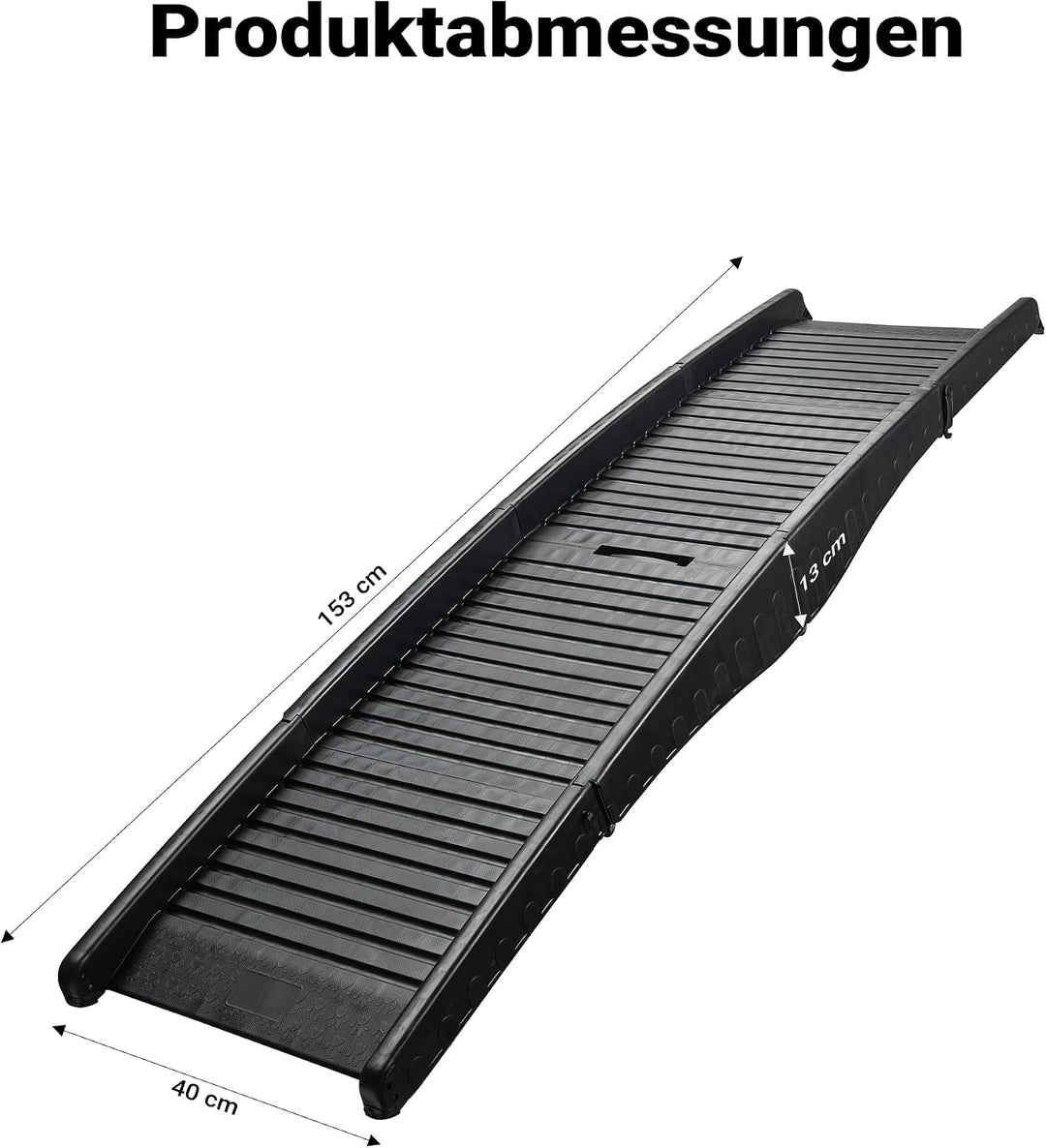 Wiltec Hunderampe 153 x 40 cm 50 kg 3-Fach faltbar rutschfeste Autorampe für Hunde, klappbare Einsti