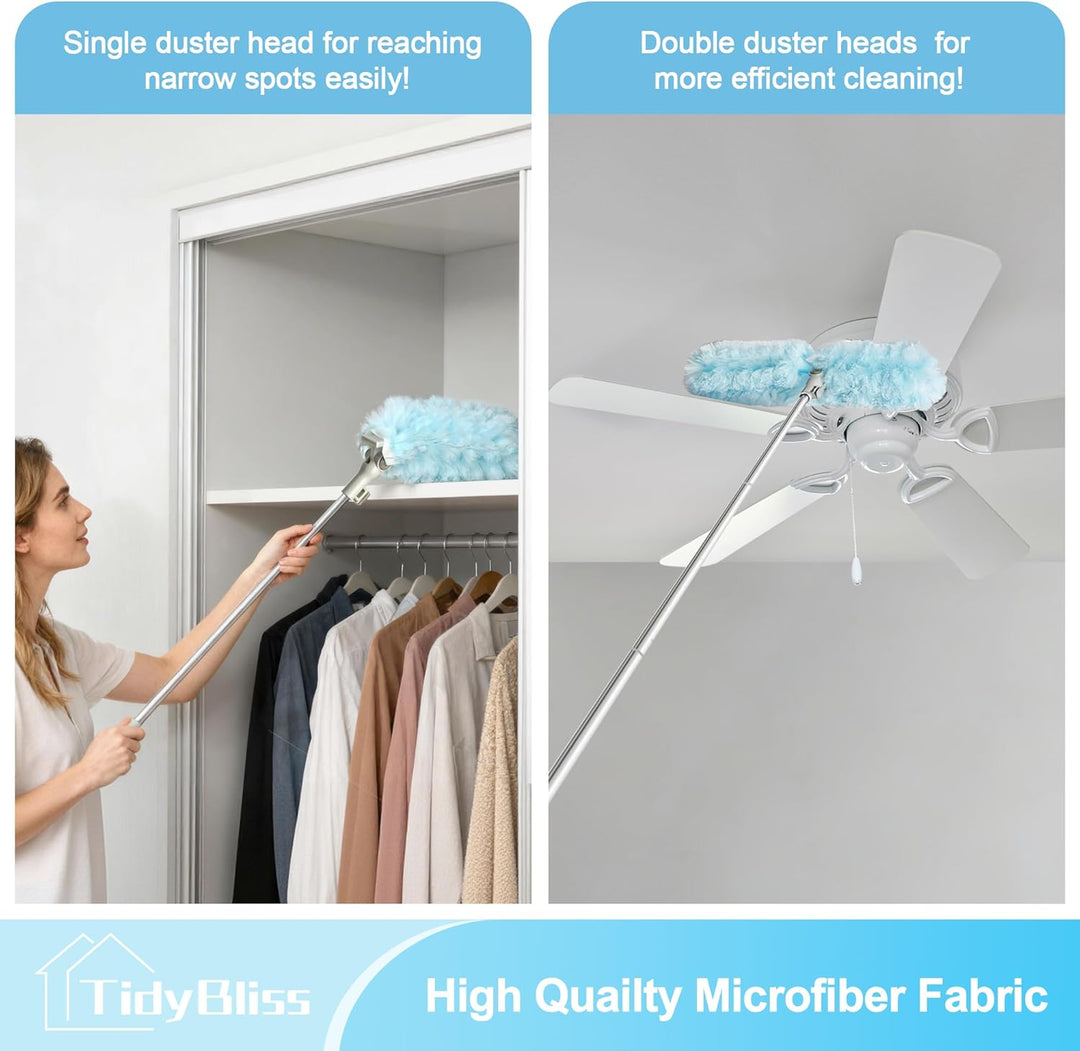 TidyBliss Staubwedel Teleskopstange für Swiffer, 180cm Staubmagnet Lang Ausziehbar mit 10 Nachfüllpa