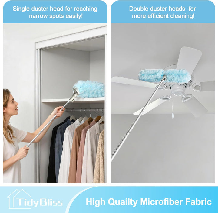 TidyBliss Staubwedel Teleskopstange für Swiffer, 180cm Staubmagnet Lang Ausziehbar mit 10 Nachfüllpa