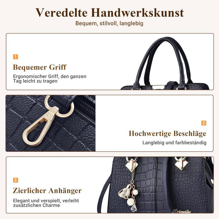DIRRONA Damen Handtasche Umhängetasche Gross Kapazität Beiläufig Frauen Schultertasche PU Leder Eink