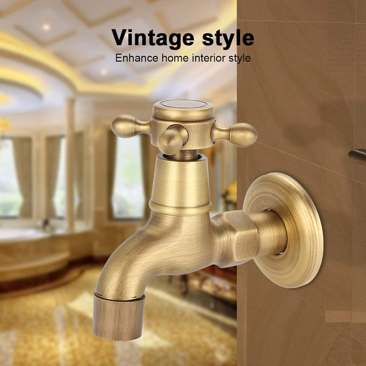 Wasserhahn, Messing Wasserhahn Wandmontage Vintage Massivem Messing Wasserhahn Einzigen Kaltes Wasse