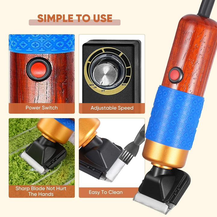 Tufting Teppichschneider, 200 W, verstellbare Geschwindigkeit, elektrischer Haarschneider für Hunde