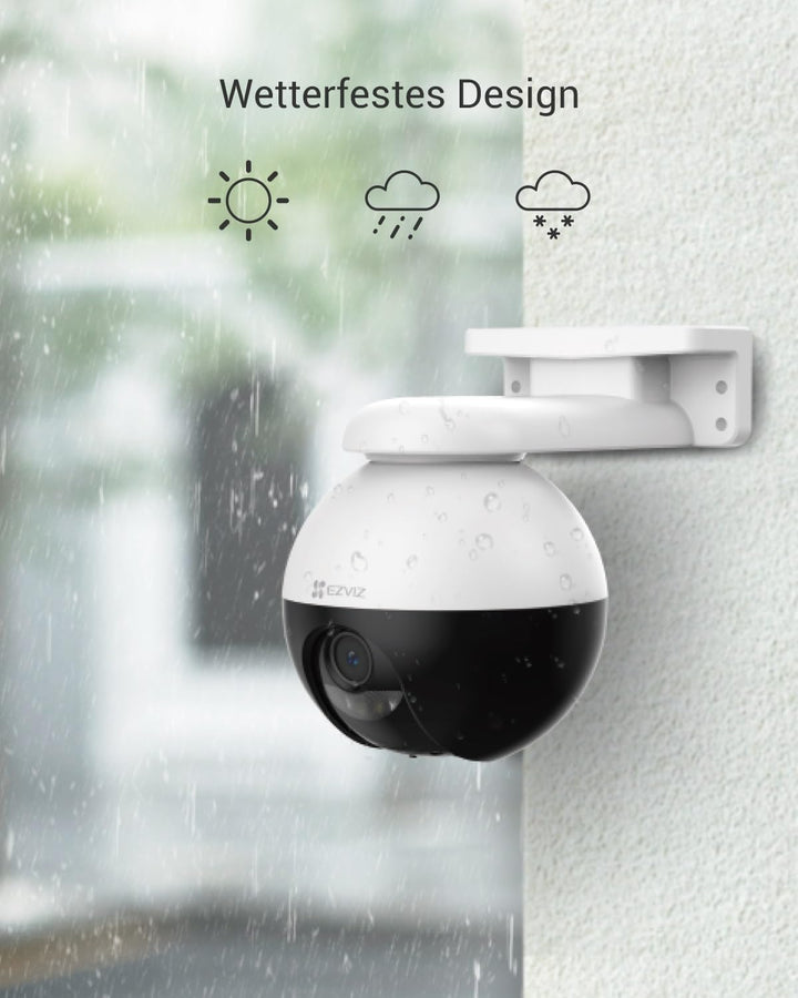 EZVIZ 2K WLAN IP PT Kamera, Outdoor Kamera mit KI-Personenerkennung, Active Verteidigung, 30 Meter F