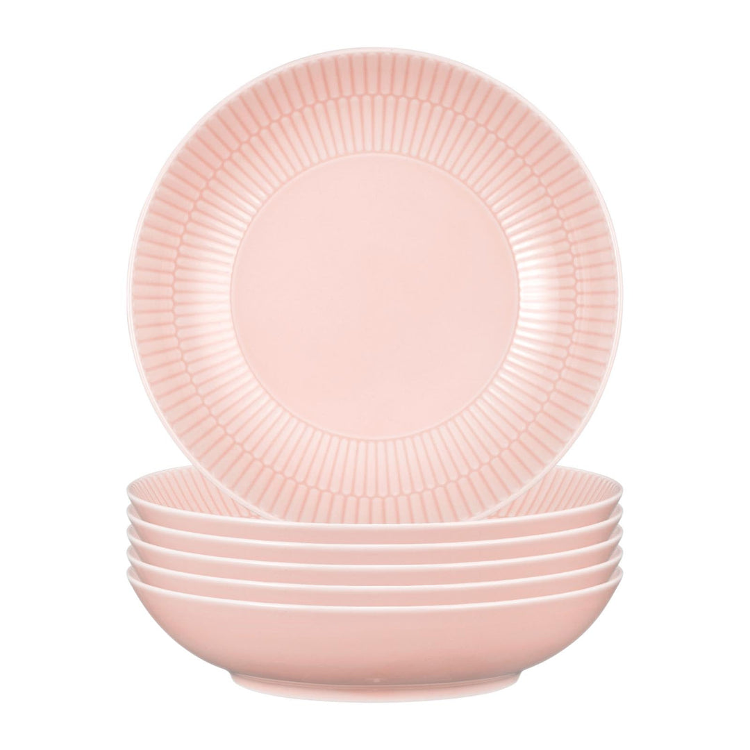 Seltmann Weiden Amina Rosé Suppenteller 6er Set, 21 cm, Tiefe Suppenschalen mit dezentem Relief-Must