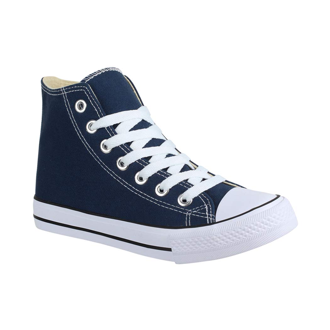 Elara Unisex Sneaker Sportschuhe High Top Turnschuh Chunkyrayan 36 EU Dunkelblau Basic, 36 EU Dunkel