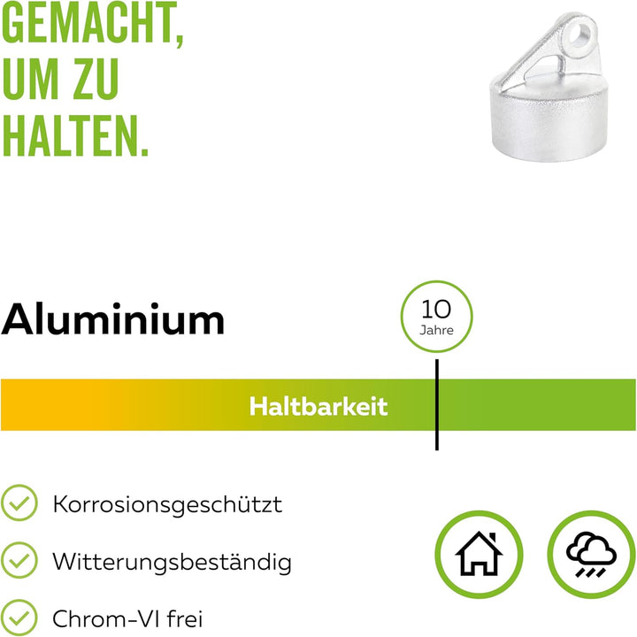 Alberts 663599 Strebenkappe | Aluminium | für Rohr-Ø 48 mm | 2er Set