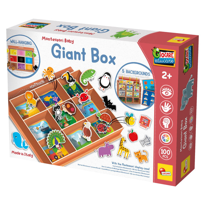 Lisciani - MONTESSORI - Riesenbox - Lernspiel - Austauschbarer Hintergrund - Viele Aktivitäten - Kla