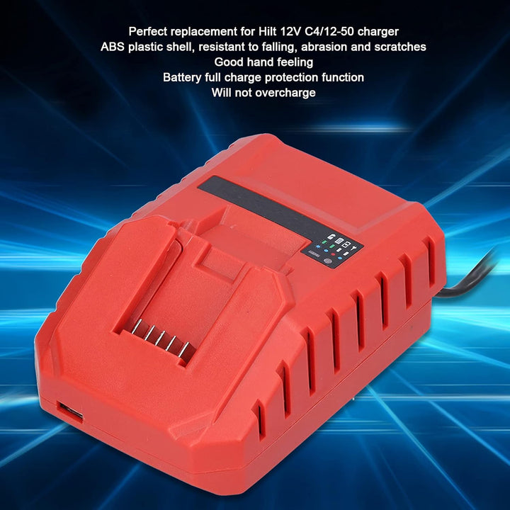 Akkuladegerät Ersatzwerkzeug Kompatibel für Hilti, 12V C4/12-50 100-240V Akkuladegerät(Europäische V