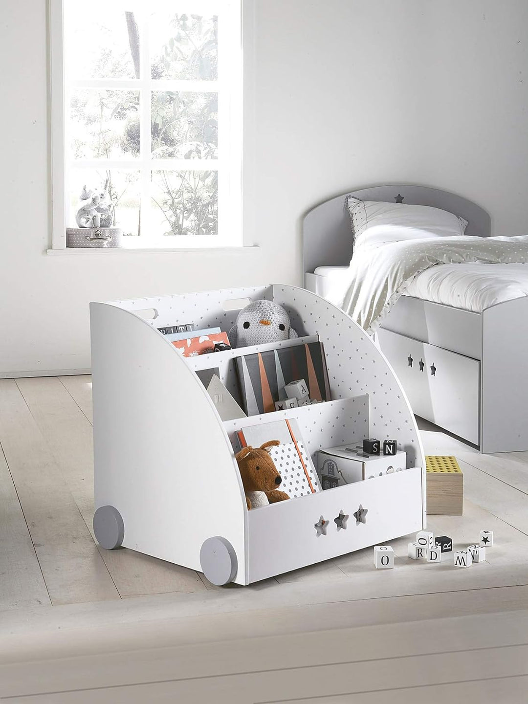 Vertbaudet Bücherregal Sirius für Kinderzimmer weiss/grau ONE Size ONE SIZE Weiss/Grau, ONE SIZE Wei
