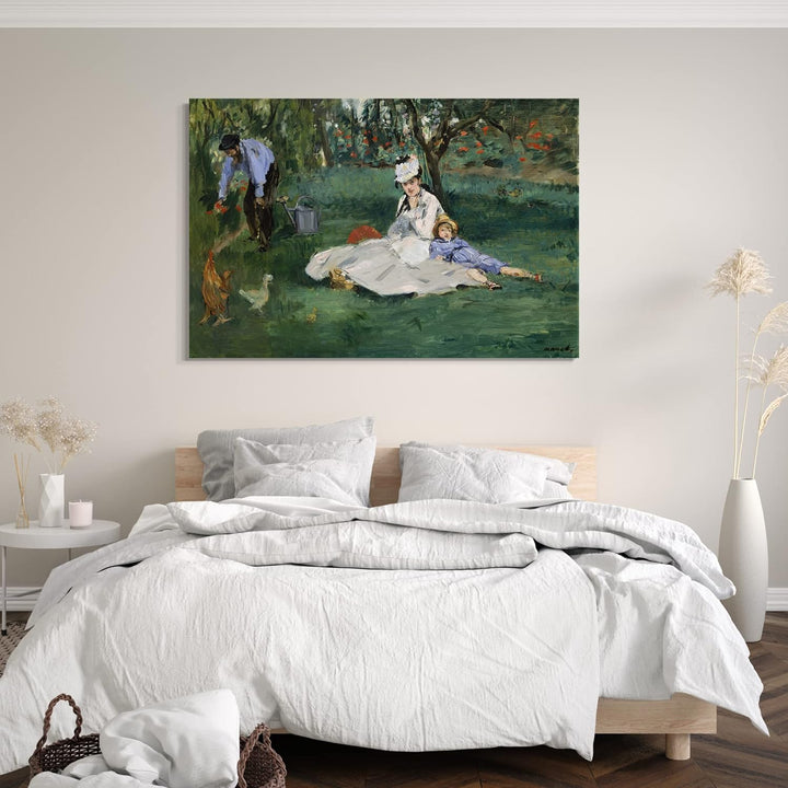 Printed Paintings Leinwand (80x60cm): Edouard Manet - Die Familie Monet in ihrem Garten in Argent 80