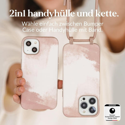 Woodcessories - Nachhaltige Handykette abnehmbar kompatibel mit iPhone 13 Pro Hülle mit Band beige r