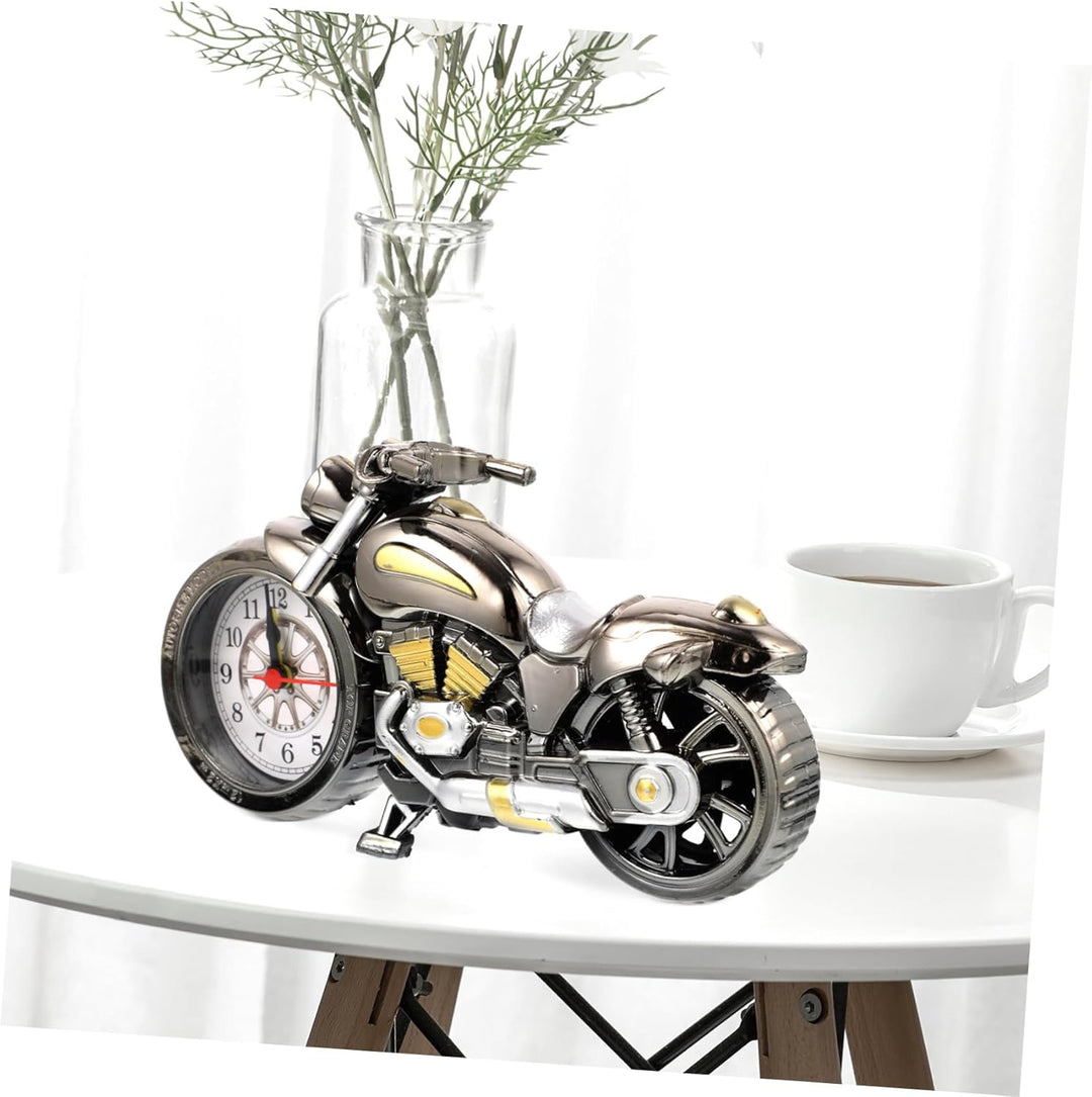 1 Stück -Wecker Fahrrad-Statue Desktop-Ornamente Form Uhr Rustikaler Schreibtisch Mini-Uhr Bürotisch