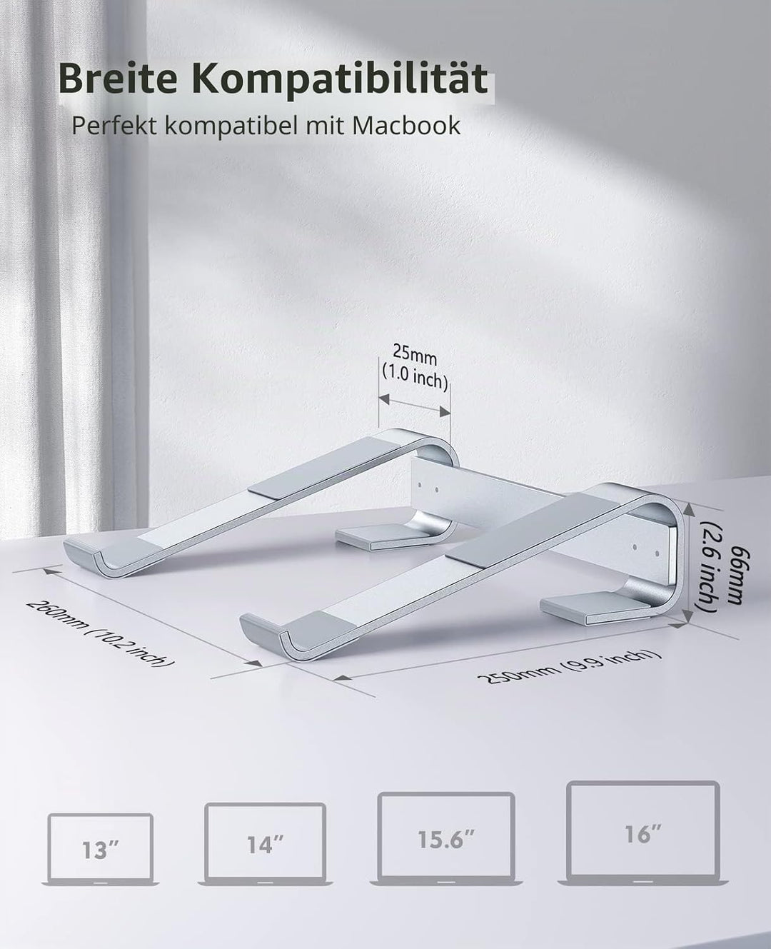 Soqool, Laptop-Ständer für den Schreibtisch, ergonomischer, belüfteter Notebook-Ständer aus Aluminiu