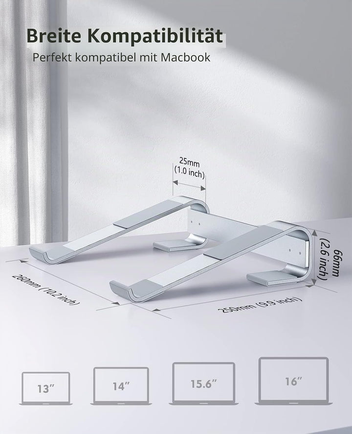 Soqool, Laptop-Ständer für den Schreibtisch, ergonomischer, belüfteter Notebook-Ständer aus Aluminiu