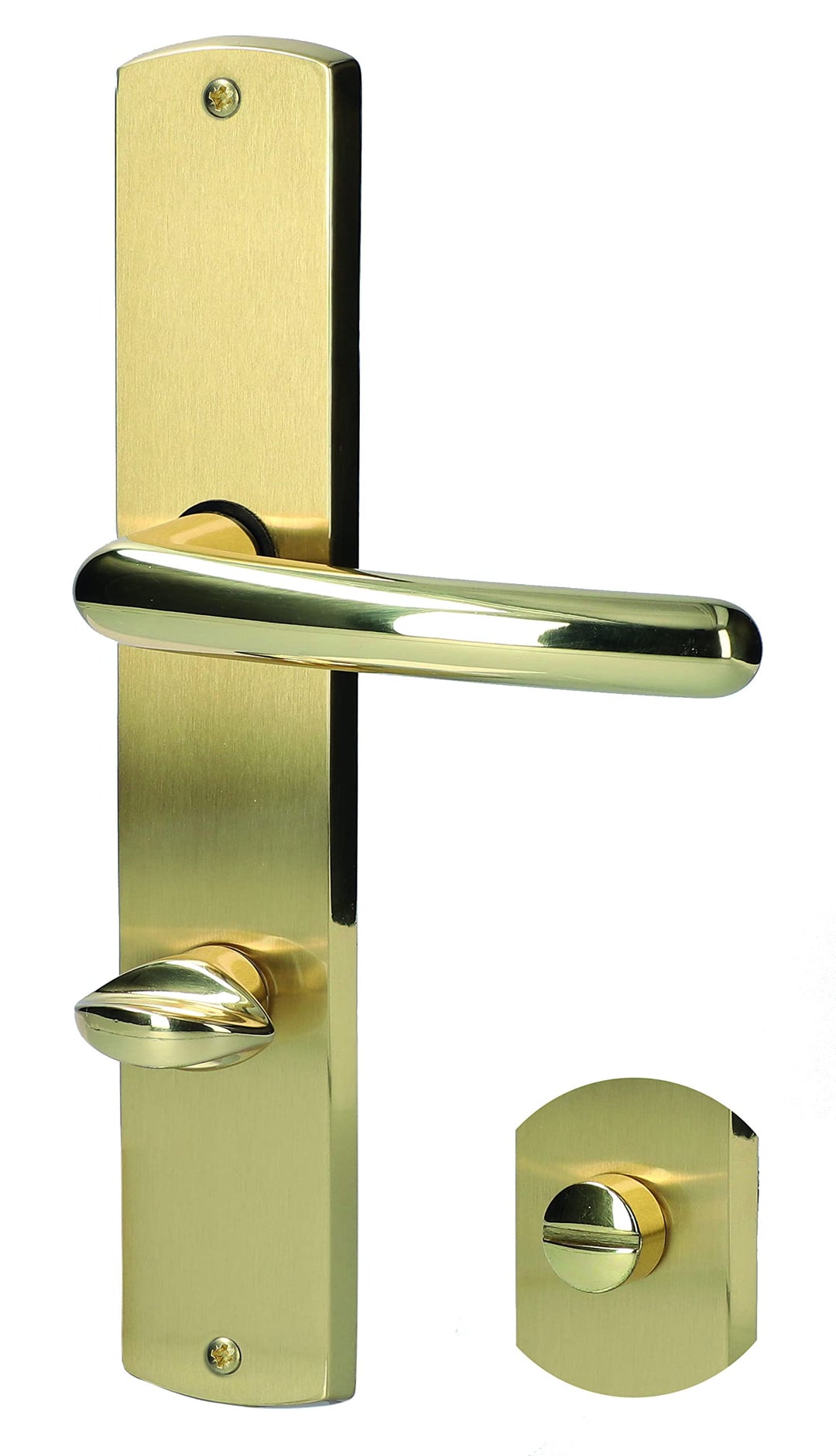 Alpertec 32987843 Isabella-LS poliert/Messing satiniert für Badtüren WC Drückergarnitur Türdrücker T