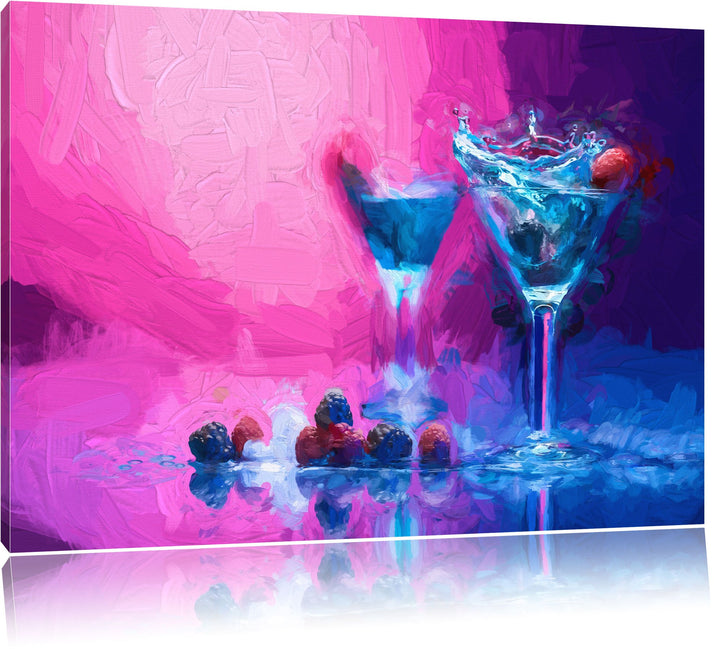 Cocktails Pinsel Effekt, Format: 100x70 auf Leinwand, XXL riesige Bilder fertig gerahmt mit Keilrahm