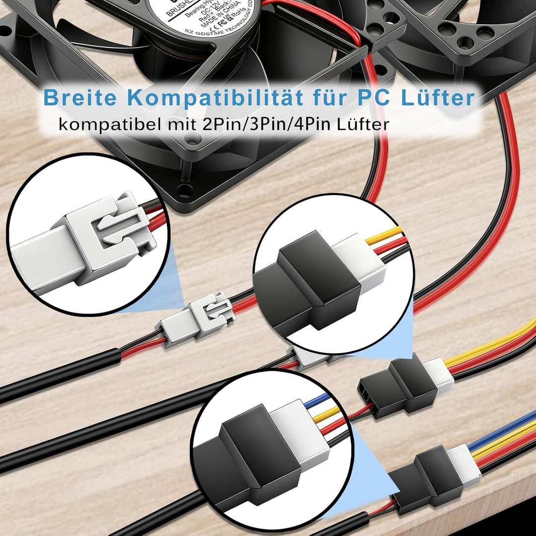 GDSTIME 36W 12V PC Lüfter Geschwindigkeit Controller 4 Wege mit 2pin 3 Pin 4 Pin Splitter Kabel Rege