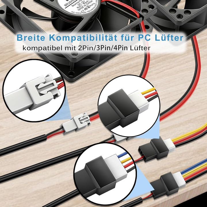 GDSTIME 36W 12V PC Lüfter Geschwindigkeit Controller 4 Wege mit 2pin 3 Pin 4 Pin Splitter Kabel Rege