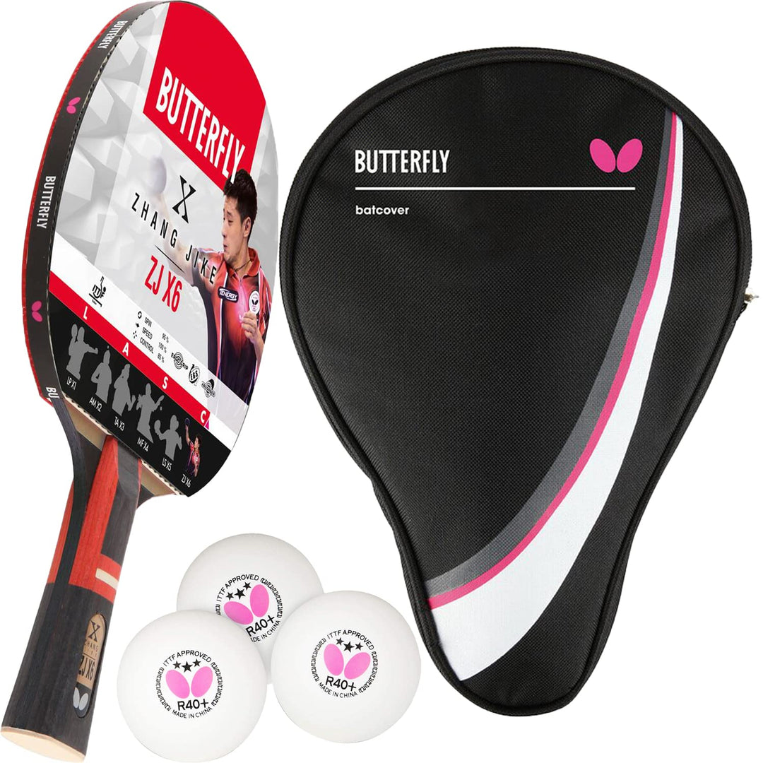 Butterfly Zhang Jike ZJX6 Tischtennisschläger + Tischtennishülle Drive Case I + 3*** ITTF R40+ Tisch