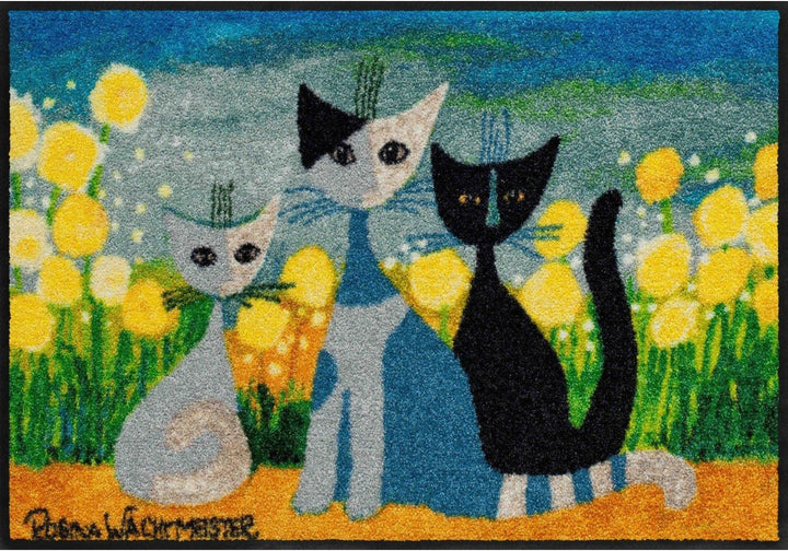 Fussmatte Lifestyle Springtime 50x75 cm Frühling Eingangsmatte bunt Blumen Katzen Fussabtreter H 50
