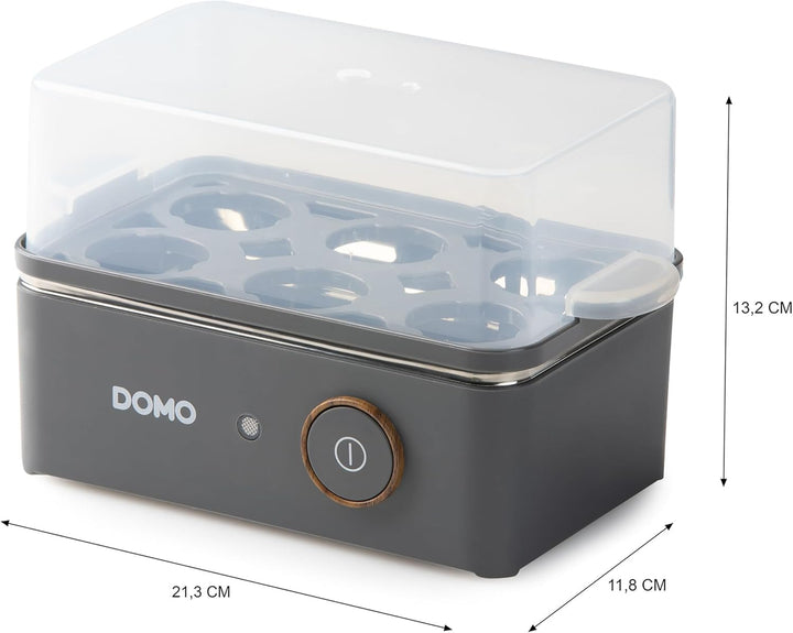 DOMO DO9283EK Eierkocher für zu 6 Eier - 'Wood You' Serie - 400W - Mattgrau Grey, Grey