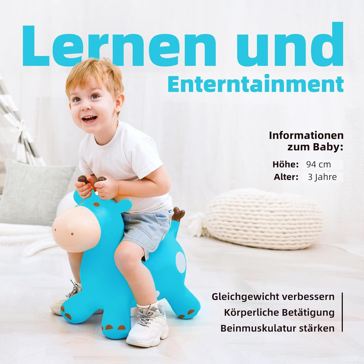 U&C Planet Hüpftier Giraffe Animal Hopper Blue Giraffe Hopper aus hochwertigem PVC 100 KG Belastung,