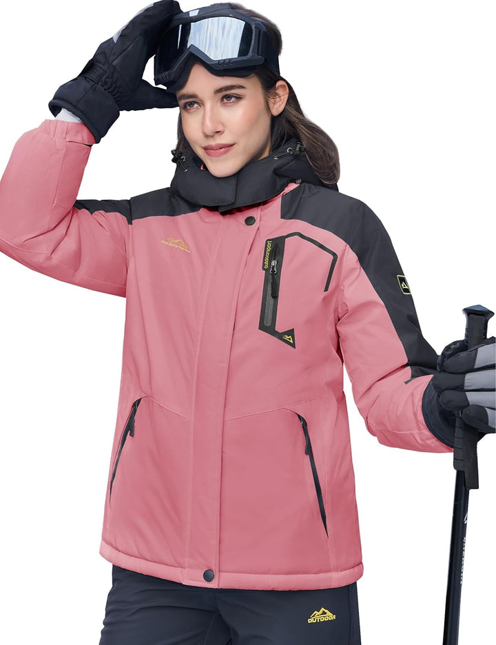 MAGCOMSEN Winterjacke Damen Skijacke mit Fleece Parka Winter Softshell Jacke Ski Snowboardjacke Wass