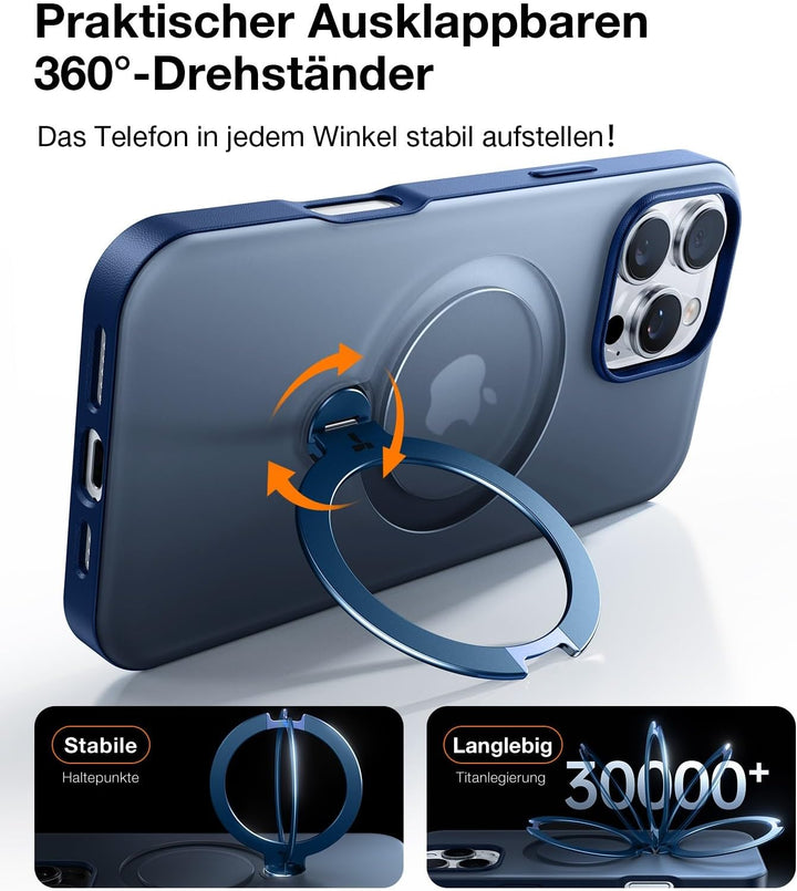 TORRAS Ostand Q3 Spin für iPhone 16 Pro Max Hülle (360° Magnetischer Unsichtbarer Ständer) Zertifizi