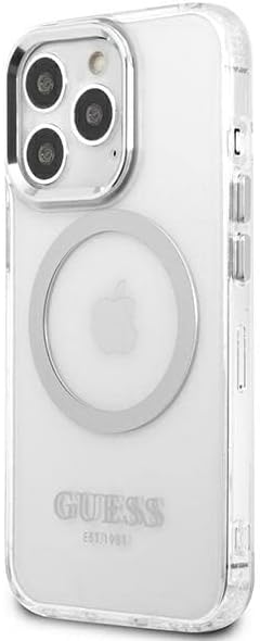Guess GUHMP13LHTRMS Hülle für iPhone 13 Pro / 13 6,1" Silber/Silver Hard case Metal Outline