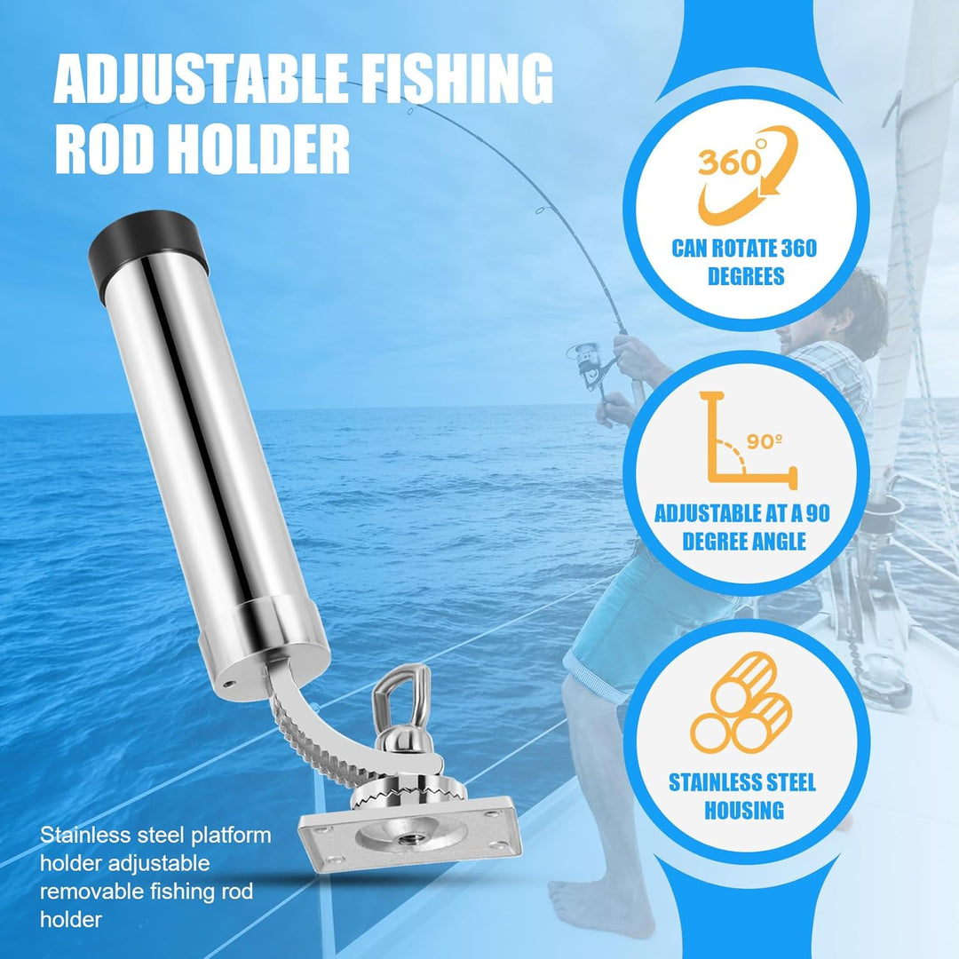 Boot Angeln Rutenhalter einstellbar Angelrutenhalter Bootsrutenhalter Silber