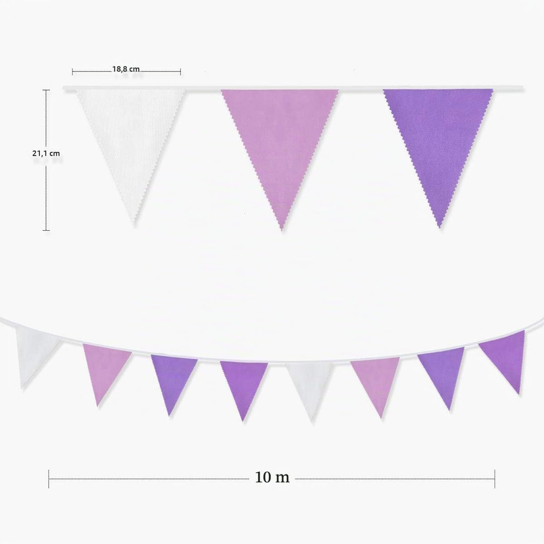Pink Blume 32Ft Lila und Weiss Wimpel Banner Stoff Dreieck Flagge Baumwolle Tuch Girlande Kit für Ho