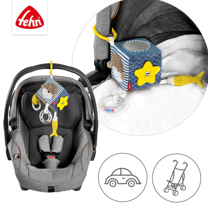 Fehn Activity-Würfel Otter – Motorik-Spielzeug mit Greifelementen zum Aufhängen – Für Babys und Klei