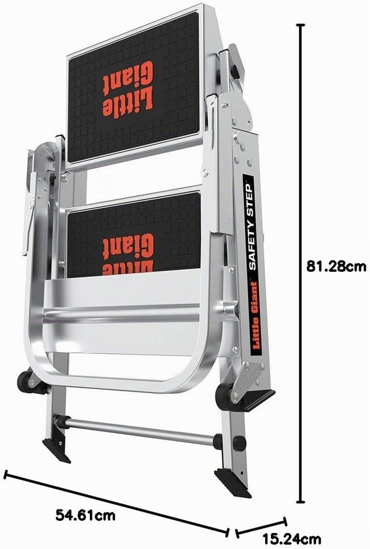 Little Giant Ladders, Safety Step, 2-Step, 2 foot, Step Stool, Aluminum, Type 1A, 300 lbs weight rat