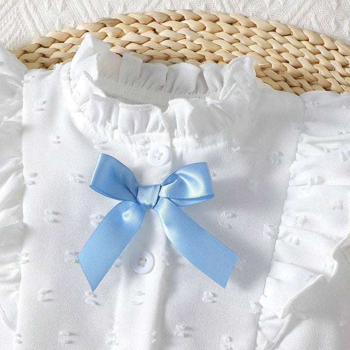 Baby Mädchen Rock Set Rüschen Ärmellose Bluse mit Schleife &amp; Eleganter Schweizer Punkten Rock 2Pcs S