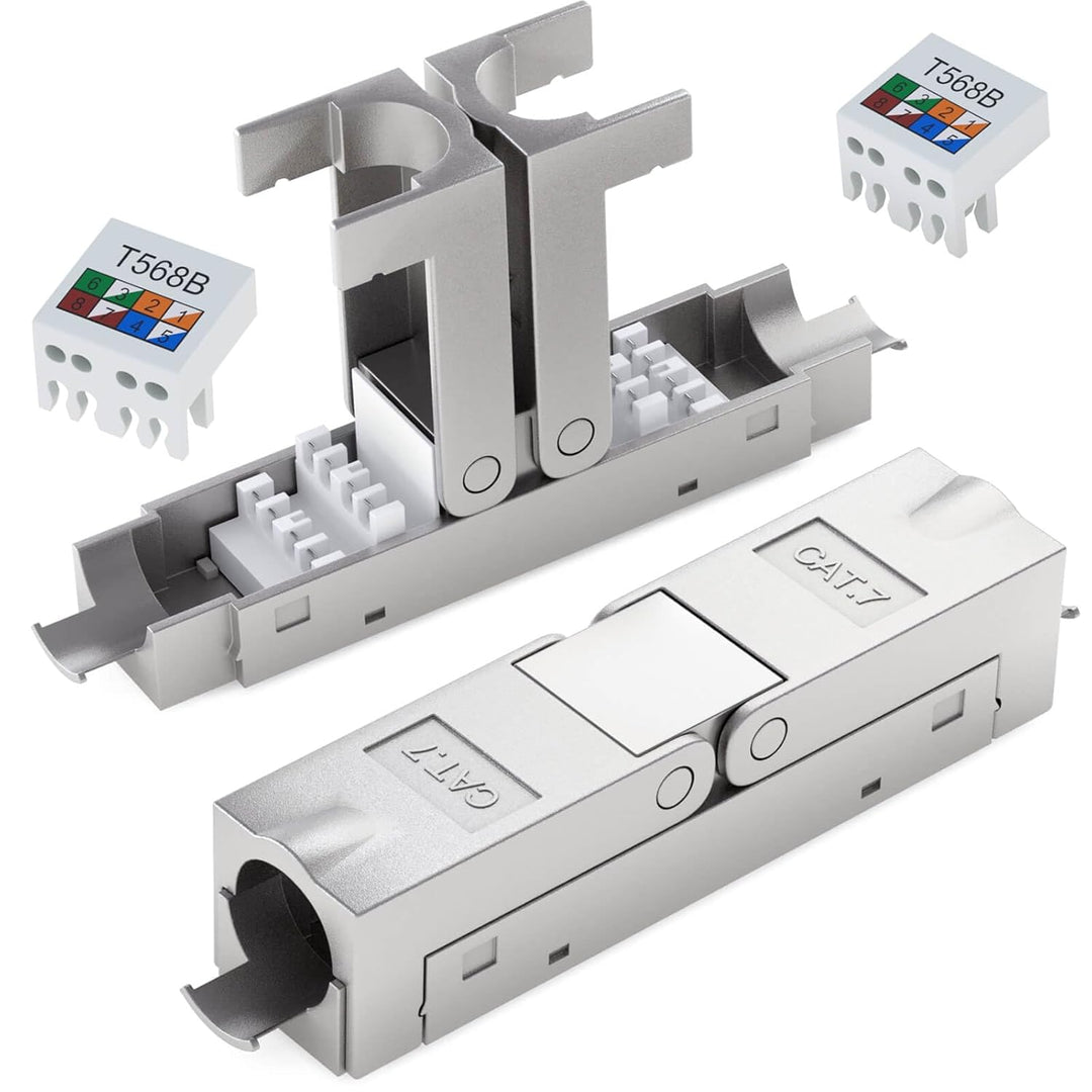 HB-DIGITAL 5x Cat7 LSA Netzwerkkabel Verbinder werkzeugloser mit Knickschutzhülle STP feldkonfektion