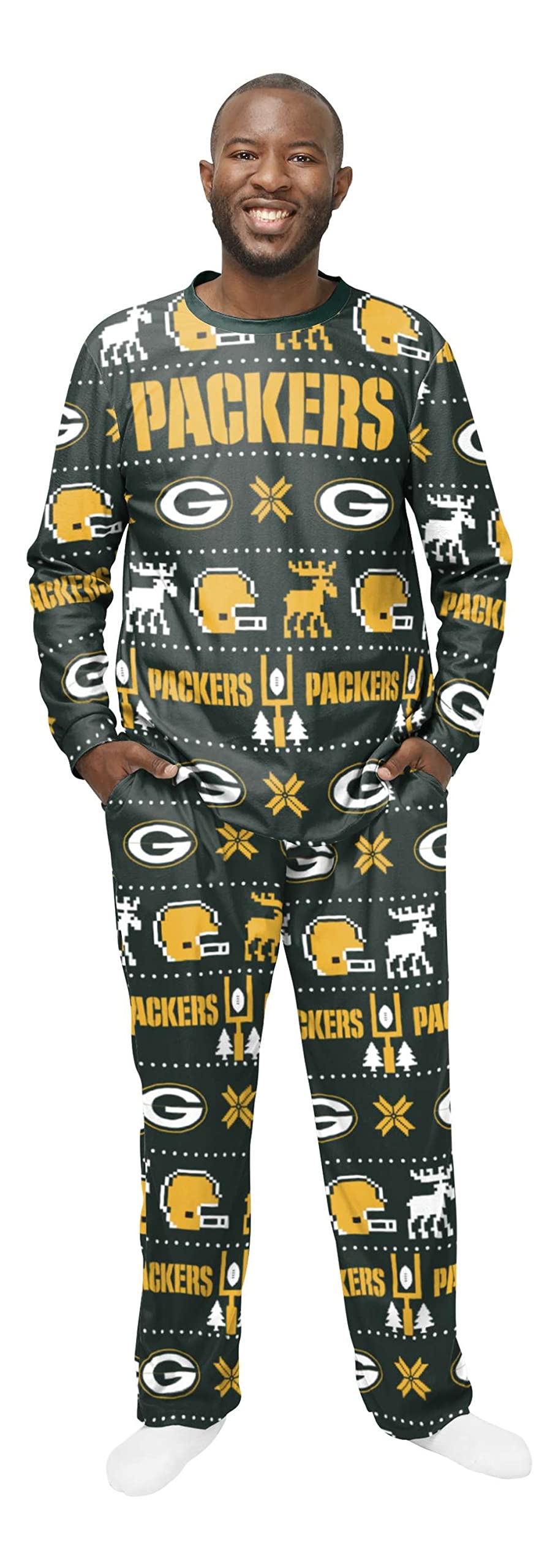 Green Bay Packers NFL Ugly Pajama Schlafanzug Pyjama Weihnachten L Grün, L Grün