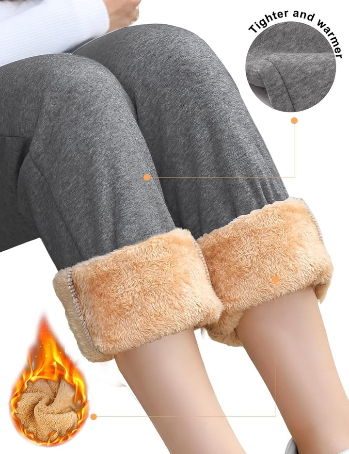 Svanco Damen Warme Jogginghose Thermo Fleece Gefütterte Winter Hosen Lamm Plüsch Kordelzug Sweathose